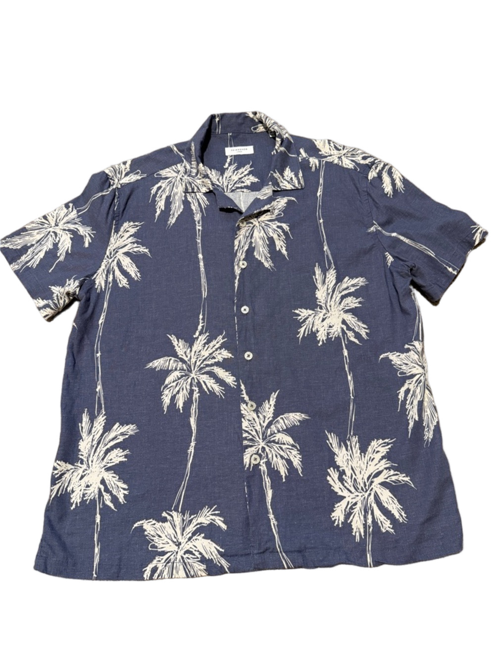 7 Diamonds Mens Linen Palm Trees Shirt Sz M